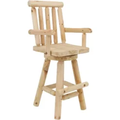 Sunnydaze Decor Sunnydaze Unfinished Fir Wood Log Cabin Style Rustic Swivel Bar Stool -Sunnydaze Decor GUEST f84c4918 1808 4065 9574 a9b931df6c1b