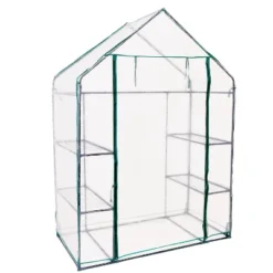 Sunnydaze Decor Sunnydaze Outdoor Portable Tiered Growing Rack Deluxe Walk-In Greenhouse With Roll-Up Door - 4 Shelves - Clear - 54" X 28" X 77" -Sunnydaze Decor GUEST f97a97ed b8ec 4293 b6e7 9f794031efec