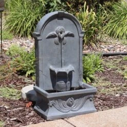 Sunnydaze Decor Sunnydaze 28"H Electric Glass Reinforced Concrete French-Inspired Design Outdoor Wall-Mount Water Fountain -Sunnydaze Decor GUEST fb32a286 c25f 4374 abcb d7158bb815d3