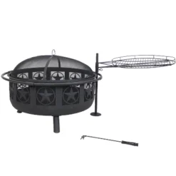 Sunnydaze Decor Sunnydaze Outdoor Portable Camping Or Backyard Steel Large All Star Fire Pit Bowl With Spark Screen And Cooking Grate - 30" - Black -Sunnydaze Decor GUEST ff5cb93a 31e1 4e71 b921 f6a85d84fbc9