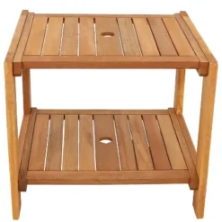 Sunnydaze Decor Sunnydaze Outdoor Meranti Wood With Teak Oil Finish Wooden Patio Accent Side Table With Lower Shelf - 20" - Brown -Sunnydaze Decor GUEST 05d894ac 12bb 4371 9f99 5f7953bc98ca
