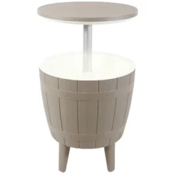 Sunnydaze Decor Sunnydaze Faux Wood Design Patio Bar Cooler Table With Height-Adjustable Tabletop - Driftwood -Sunnydaze Decor GUEST 095d156b f4cb 42ca bb3e 95d60c188076