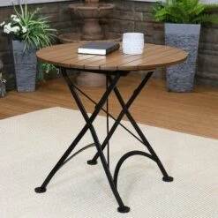 Sunnydaze Decor Sunnydaze Indoor/Outdoor Chestnut Wood Portable Folding Round Patio Bistro Table - 32" - Brown