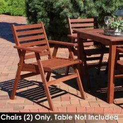 Sunnydaze Decor Sunnydaze Outdoor Meranti Wood With Teak Oil Finish Modern Rustic Patio Dining Arm Chair - Brown - 2pk -Sunnydaze Decor GUEST 1166ce87 8118 462d 8f72 868a829d3414