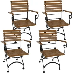 Sunnydaze Decor Sunnydaze Indoor/Outdoor Patio Or Dining Deluxe Chestnut Wooden Folding Bistro Arm Chair - Brown -Sunnydaze Decor GUEST 17a8c823 58bf 4258 8d22 5acff9413f4c