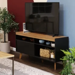 Sunnydaze Decor Sunnydaze Indoor Mid-Century Modern TV Stand Console With Storage Cabinet And Shelves For 58" TV -Sunnydaze Decor GUEST 180cc4c1 e838 4bed 85fb b8f19c953033