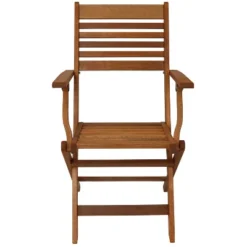 Sunnydaze Decor Sunnydaze Meranti Wood With Teak Oil Finish Wooden Folding Patio Lawn Slatted Arm Chairs Set - Brown - 2pk -Sunnydaze Decor GUEST 1efc86cf a5db 4e48 9d1e 9a14c7cc644e 1