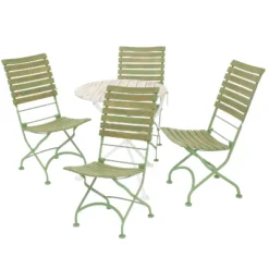 Sunnydaze Decor Sunnydaze Indoor/Outdoor Shabby Chic Cafe Chestnut Wood Folding Bistro Table And Chairs - 5pc -Sunnydaze Decor GUEST 23cc649d f342 420b ad4b f00ed8f2998c