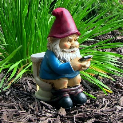 Sunnydaze Decor Sunnydaze Cody The Garden Gnome On The Throne Reading Phone Indoor/Outdoor Lightweight Resin Lawn And Garden Statue - 9.5" H 1 Sunnydaze Decor Sunnydaze Cody The Garden Gnome On The Throne Reading Phone Indoor/Outdoor Lightweight Resin Lawn And Garden Statue - 9.5" H