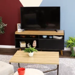 Sunnydaze Decor Sunnydaze Indoor Mid-Century Modern TV Stand Console With Storage Cabinet And Shelves For 58" TV -Sunnydaze Decor GUEST 300348af 77f4 4d2f b9e2 7328b2a316c8
