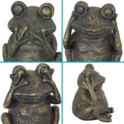 Sunnydaze Decor Sunnydaze 14" Indoor/Outdoor 3 Wise Frogs Statue Trio Set - Hear No Evil, See No Evil, Speak No Evil -Sunnydaze Decor GUEST 32f3ab3d 561f 49d2 b4ed ae2a8ee750cd