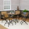 Sunnydaze Decor Sunnydaze Indoor/Outdoor Chestnut Wood Folding Bistro Dining Table And Chairs - Brown - 5pc