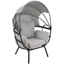 Sunnydaze Decor Sunnydaze Modern Luxury Patio Lounge Chair With Retractable Shade - Powder-Coated Aluminum Frame With Polyester Cushions And Canopy -Sunnydaze Decor GUEST 347ea755 1ce0 4042 81c1 b4a13eaf7785