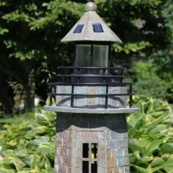 Sunnydaze Decor Sunnydaze Outdoor Backyard Garden Nautical Lighthouse Solar LED Pathlight Statue Figurine - 35" - Brick -Sunnydaze Decor GUEST 3751b170 31fc 4528 928b 9b10db33a890
