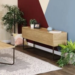 Sunnydaze Decor Sunnydaze Indoor Industrial-Style Sideboard Buffet Table - MDP With Powder-Coated Steel Frame - Brown -Sunnydaze Decor GUEST 3b362f10 79af 4b7d 8757 77aa9226a693