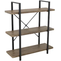 Sunnydaze Decor Sunnydaze 3 Shelf Industrial Style Wall-Mounted Floating Shelf With Wood Veneer Shelves -Sunnydaze Decor GUEST 42234c89 360c 44dd 9329 b3cd216a2def