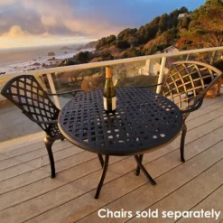 Sunnydaze Decor Sunnydaze Round Lattice Design Cast Aluminum Outdoor Patio Table With Umbrella Hole, Black -Sunnydaze Decor GUEST 42992110 d6c5 488d bd73 292aee1239c7