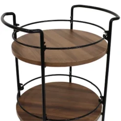 Sunnydaze Decor Sunnydaze Round Metal 3-Tier Bar Cart - Indoor Furniture With Wheels - Brown - 34.5” H -Sunnydaze Decor GUEST 46922132 458d 42a8 be0a 0f1ed85ec1a5