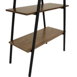Sunnydaze Decor Sunnydaze 4-Shelf Industrial-Style Ladder Bookshelf - MDP With Powder-Coated Steel Frame - Brown -Sunnydaze Decor GUEST 49261042 8601 4180 8758 4780f1d0c150