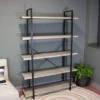 Sunnydaze Decor Sunnydaze 5 Shelf Industrial Style Freestanding Etagere Bookshelf With Wood Veneer Shelves