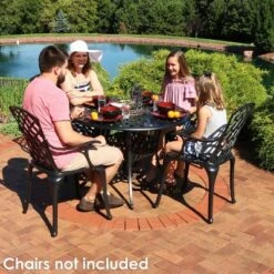 Sunnydaze Decor Sunnydaze Outdoor Crossweave Design Black Cast Aluminum Round Patio Dining Table With Umbrella Hole -Sunnydaze Decor GUEST 56c78f3c 3fd7 4e6e b803 5747513646a3