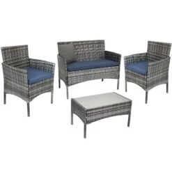 Sunnydaze Decor Sunnydaze Outdoor Dunmore Patio Conversation Furniture Set With Loveseat, Chairs, And Table - 4pc -Sunnydaze Decor GUEST 59b7bdf6 8b8c 4bc1 a1be 60db5697a078