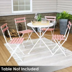Sunnydaze Decor Sunnydaze Indoor/Outdoor Patio Or Dining Classic Cafe Chestnut Wooden Folding Bistro Chair - Antique Pink - 4pk -Sunnydaze Decor GUEST 6f99fb55 c52a 4c53 a633 cbb69679d1a7