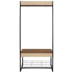 Sunnydaze Decor Sunnydaze Indoor Industrial-Style Hall Tree Bench With Coat/Shoe Rack - MDP Shelves With Powder-Coated Steel Frame - Brown - 67 In -Sunnydaze Decor GUEST 70704b81 f3b5 4a11 b36b 90ed58f04005