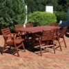 Sunnydaze Decor Sunnydaze Outdoor Meranti Wood With Teak Oil Finish Patio Family Dining Table And Chairs Set - Brown - 7pc