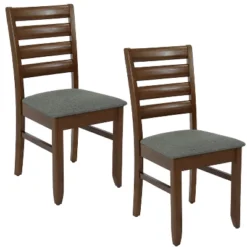 Sunnydaze Decor Sunnydaze Indoor 5-Piece Solid Rubberwood Dining Table And Chairs Set - Dark Walnut With Gray Cushions -Sunnydaze Decor GUEST 77d7400e daee 4ab0 9a8b 166686698d18