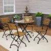 Sunnydaze Decor Sunnydaze Indoor/Outdoor Modern Chestnut Wood Folding Bistro Table And Chairs - Dark Brown - 5pc