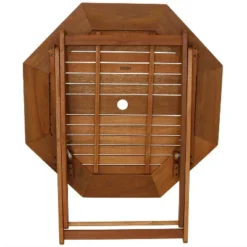 Sunnydaze Decor Sunnydaze Outdoor Meranti Wood With Teak Oil Finish Folding Patio Dining Table And Chairs - Brown - 5pc -Sunnydaze Decor GUEST 8782f358 9420 4c6d ac1f cddb24900de0