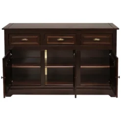 Sunnydaze Decor Sunnydaze Sideboard With 3 Drawers And 3 Doors - Solid Pine Construction - Dark Brown- 32" -Sunnydaze Decor GUEST 8b6a9caa 4c32 478a 8d10 117942b01c86
