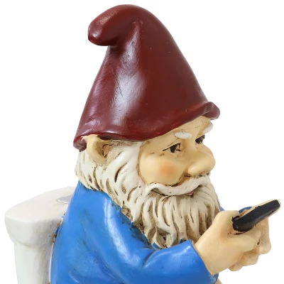 Sunnydaze Decor Sunnydaze Cody The Garden Gnome On The Throne Reading Phone Indoor/Outdoor Lightweight Resin Lawn And Garden Statue - 9.5" H 2 Sunnydaze Decor Sunnydaze Cody The Garden Gnome On The Throne Reading Phone Indoor/Outdoor Lightweight Resin Lawn And Garden Statue - 9.5" H - Image 2