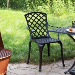 Sunnydaze Decor Sunnydaze Outdoor Crossweave Design Black Cast Aluminum Patio Dining Chair, 2pk -Sunnydaze Decor GUEST 934e2d31 9ae1 4e9f 8083 9789493e2f84