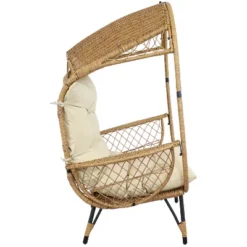 Sunnydaze Decor Sunnydaze Shaded Comfort Wicker Outdoor Egg Chair With Legs - 56.5" H -Sunnydaze Decor GUEST 94f86e85 35d8 47e9 b48e 6bfc5f39b0a0