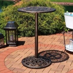 Sunnydaze Decor Sunnydaze 40"H Cast Iron Base And Cast Aluminum Tabletop Round Bar-Height Table