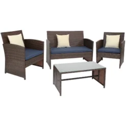 Sunnydaze Decor Sunnydaze Outdoor Ardfield Patio Conversation Furniture Set With Loveseat, Chairs, And Table - 4pc -Sunnydaze Decor GUEST a802123c 1373 46c6 b860 2956ee14278f