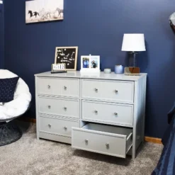 Sunnydaze Decor Sunnydaze MDF Indoor Beadboard Double Dresser With 6 Drawers - 31.5" H - Gray -Sunnydaze Decor GUEST aa86795a 6bc9 49ec 8fe0 7a022ea4c070