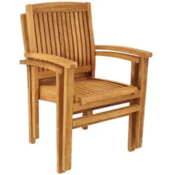 Sunnydaze Decor Sunnydaze Outdoor Solid Teak Wood Slat-Back Patio Dining Armchair -Sunnydaze Decor GUEST bee2e2bd 69b6 4b9d ae2e 7b92fc6855c2