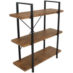 Sunnydaze Decor Sunnydaze 3 Shelf Industrial Style Wall-Mounted Floating Shelf With Wood Veneer Shelves -Sunnydaze Decor GUEST c4d74aa4 1795 4002 8209 402b69be3dab