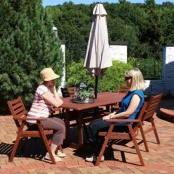 Sunnydaze Decor Sunnydaze Outdoor Meranti Wood With Teak Oil Finish Patio Family Dining Table And Chairs Set - Brown - 7pc -Sunnydaze Decor GUEST c8f26e2a 16e3 46e1 baba 9b0c0996a3a1