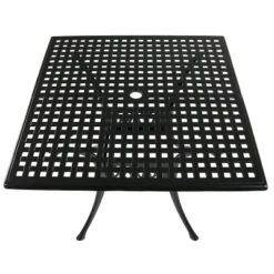 Sunnydaze Decor Sunnydaze Square Cast Aluminum Outdoor Patio Dining Table With Umbrella Hole, Black -Sunnydaze Decor GUEST c9d90368 2b9f 468f 9e62 231640f7a784
