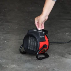 Sunnydaze Decor Sunnydaze Indoor Home Personal Portable Ceramic Electric Space Heater With Auto-Shutoff And Folding Handle - 750-1500 Watt - Red And Black -Sunnydaze Decor GUEST cb69ef14 7d9d 4b67 9ebf a7d4ed65da72