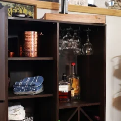 Sunnydaze Decor Sunnydaze Indoor Lavina Wine Cabinet With Glass And Bottle Storage Shelves - Coffee Brown -Sunnydaze Decor GUEST cd08eb6e a076 4bcc 9053 167857431564