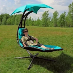 Sunnydaze Decor Sunnydaze Outdoor Hanging Chaise Floating Lounge Chair With Canopy Umbrella And Stand -Sunnydaze Decor GUEST cfafc2f6 e481 4a34 ad39 6b9e72881cde