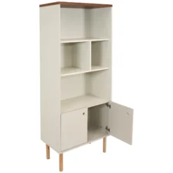 Sunnydaze Decor Sunnydaze Indoor Mid-Century Modern 5-Shelf Bookshelf With Storage Cabinet - Latte -Sunnydaze Decor GUEST d0c4c9f9 ecfe 473e a7c3 e4579bea2e83