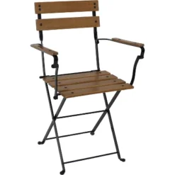 Sunnydaze Decor Sunnydaze Indoor/Outdoor Patio Or Dining Basic Chestnut Wooden Folding Bistro Arm Chair - Brown -Sunnydaze Decor GUEST d19b392f 86a9 4d5d 8ad1 f84595ad7e77