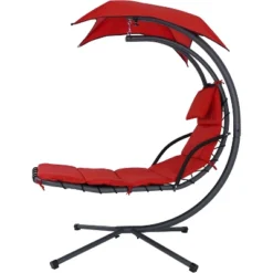 Sunnydaze Decor Sunnydaze Outdoor Hanging Chaise Floating Lounge Chair With Canopy Umbrella And Stand -Sunnydaze Decor GUEST d210f069 13bd 4bb5 8bf0 2a02fd7cd56f
