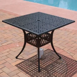 Sunnydaze Decor Sunnydaze Square Cast Aluminum Outdoor Patio Dining Table With Umbrella Hole, Black -Sunnydaze Decor GUEST de4c9edb 47df 4f8e b678 2832a2d7b2bc